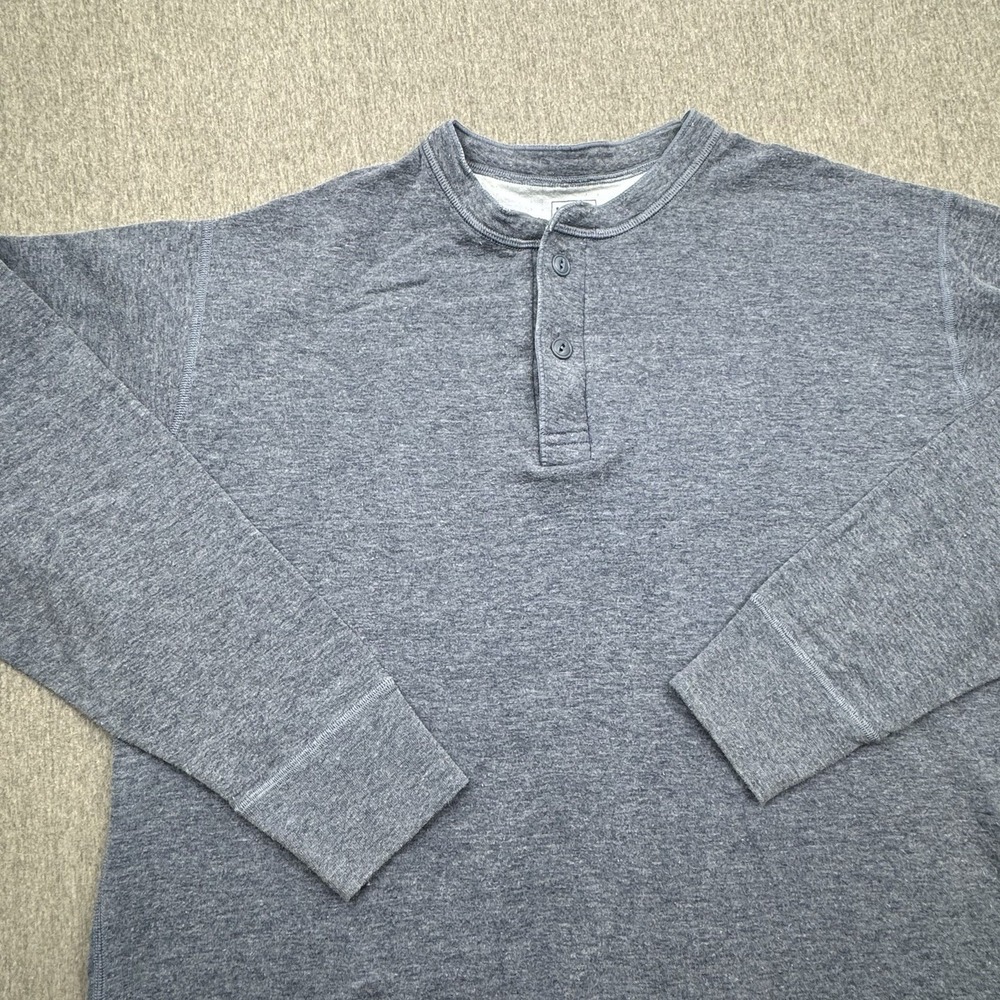 LL‎ Bean River Drivers Henley Shirt Mens XLT Tall Blue Wool Blend Base 2 Layer